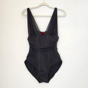 Spanx One Piece Swimsuit Bandeau-Bra Stretch Sheer Slimming